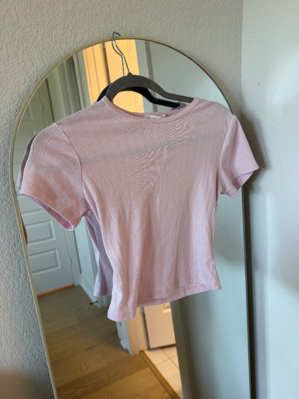 Good American Ribbed Baby Tee Pink Size Small